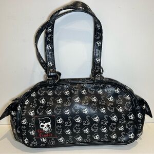 Emily the Strange “Cat’s Cradle” Gothic Handbag – Black Cat Skull Print